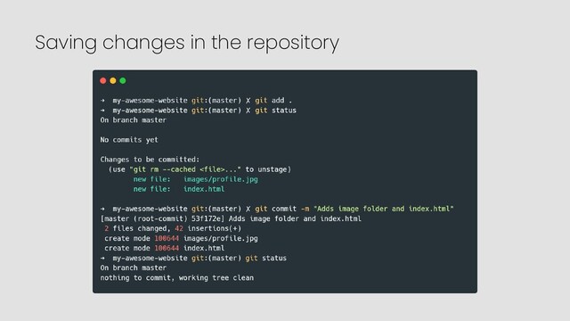 Saving changes in the repository
