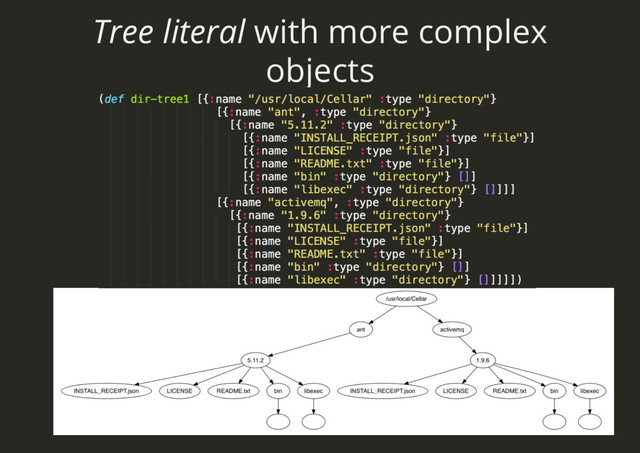 Tree literal with more complex
objects
