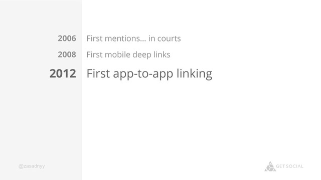 @zasadnyy
First mentions… in courts
First mobile deep links
First app-to-app linking
2006
2008
2012
