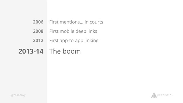 @zasadnyy
First mentions… in courts
First mobile deep links
First app-to-app linking
The boom
2006
2008
2012
2013-14
