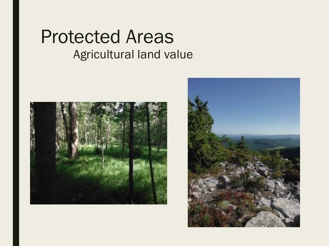 Protected Areas
Agricultural land value

