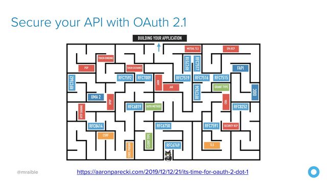 @mraible
Secure your API with OAuth 2.1
https://aaronparecki.com/2019/12/12/21/its-time-for-oauth-2-dot-1
