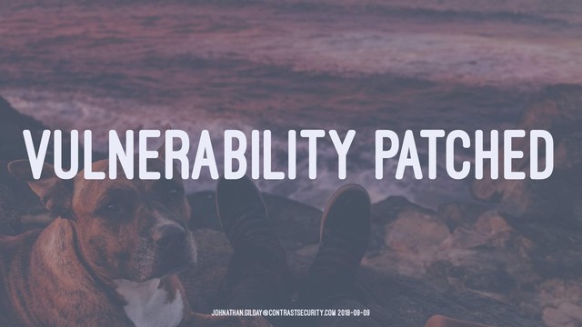 VULNERABILITY PATCHED
johnathan.gilday@contrastsecurity.com 2018-09-09
