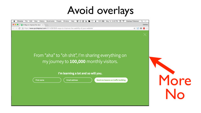 Avoid overlays
More
No
