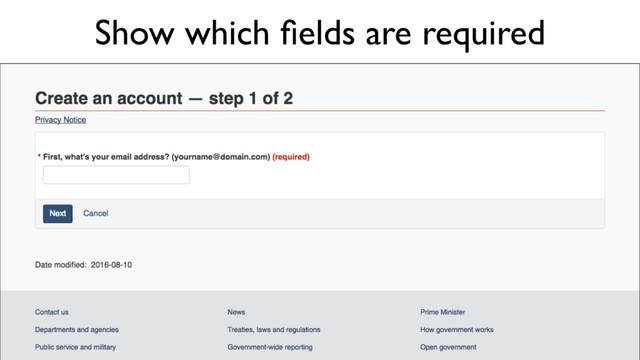 Show which ﬁelds are required
