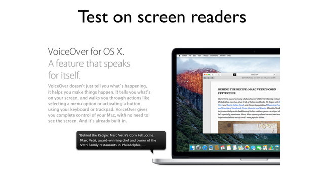 Test on screen readers
