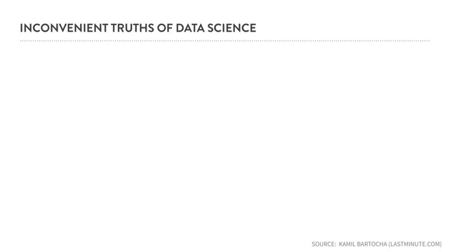 INCONVENIENT TRUTHS OF DATA SCIENCE
SOURCE: KAMIL BARTOCHA (LASTMINUTE.COM)
