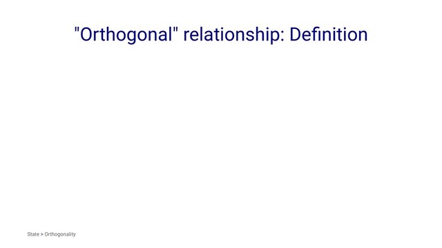 "Orthogonal" relationship: Deﬁnition
State > Orthogonality
