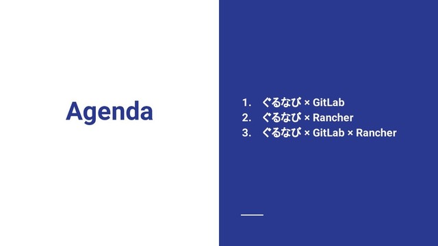 Agenda 1. ぐるなび × GitLab
2. ぐるなび × Rancher
3. ぐるなび × GitLab × Rancher
