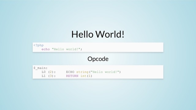 Hello World!
Opcode
