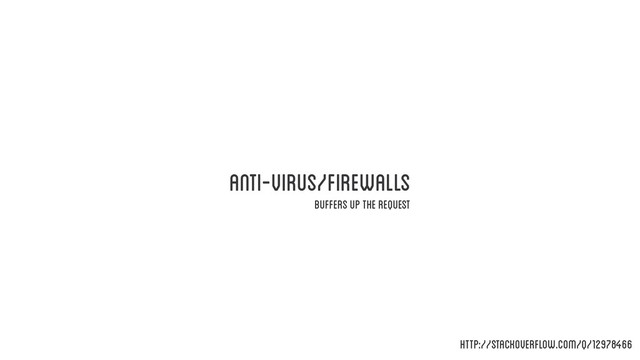 http://stackoverflow.com/q/12978466
anti-virus/firewalls
buffers up the request
