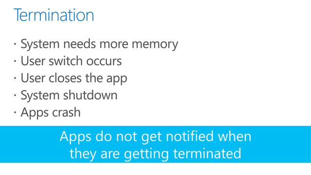 Apps do not get notified when
they are getting terminated
