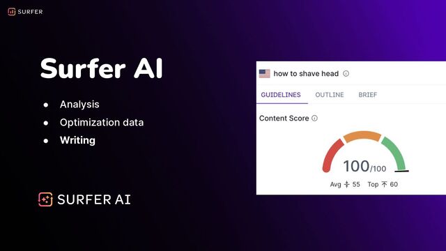 Surfer AI
● Analysis
● Optimization data
● Writing
