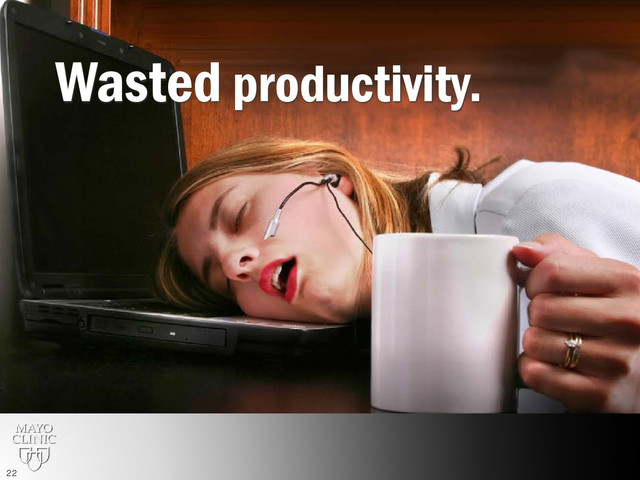 Wasted productivity.
22

