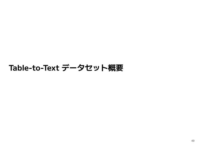 Table-to-Text データセット概要
49
