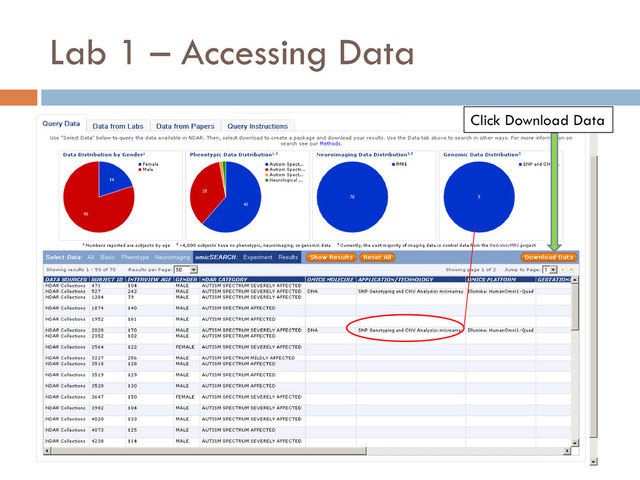 Lab 1 – Accessing Data
Click Download Data
