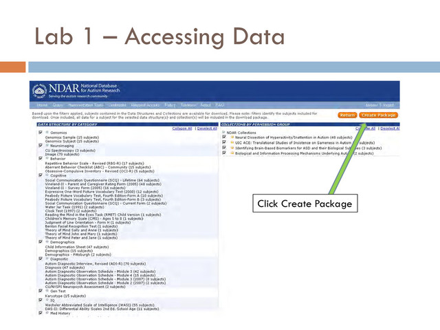 Lab 1 – Accessing Data
Click Create Package
