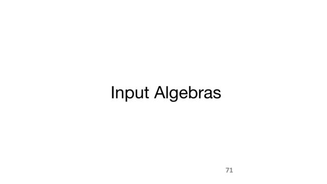 Input Algebras
71
