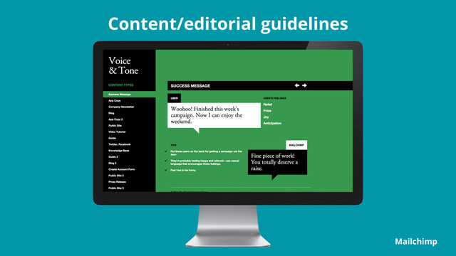 Content/editorial guidelines
Mailchimp
