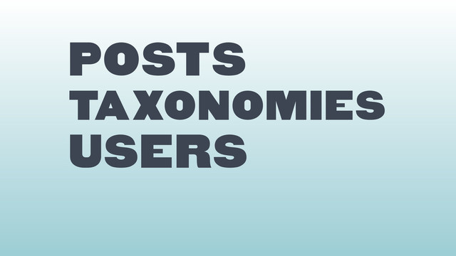 Posts
TAXONOMIES
users
