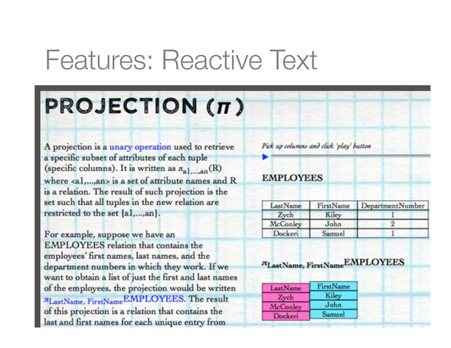 Features: Reactive Text
