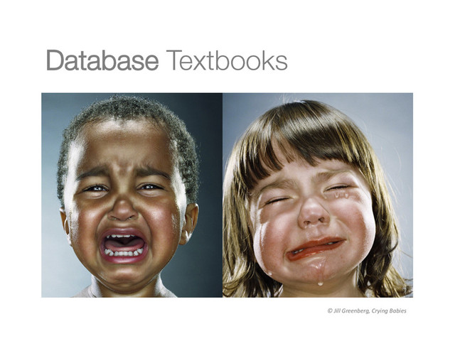 Database Textbooks
©	  Jill	  Greenberg,	  Crying	  Babies	  
