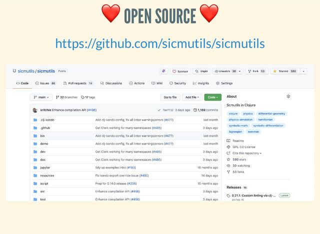 ❤️
OPEN SOURCE ❤️
https://github.com/sicmutils/sicmutils

