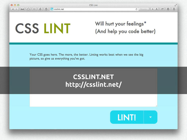 CSSLINT.NET
http://csslint.net/
