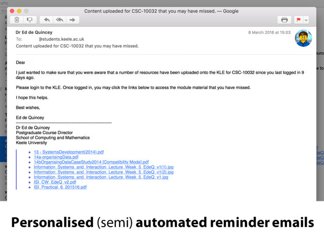 Personalised (semi) automated reminder emails
