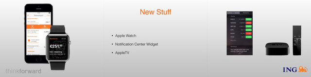New Stuff
• Apple Watch
• Notiﬁcation Center Widget
• AppleTV
