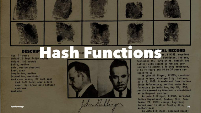 Hash Functions
@jtdowney 30
