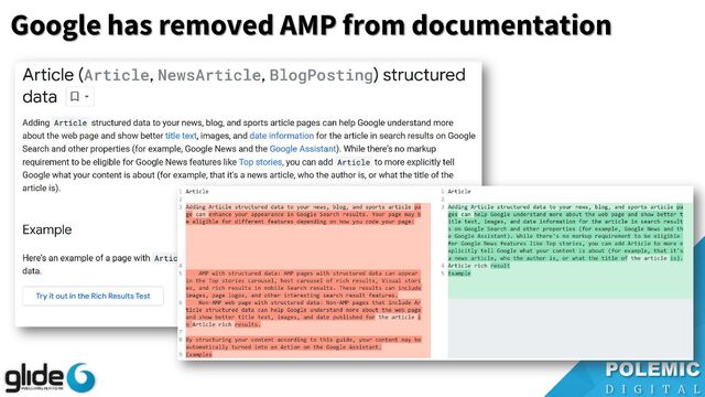 Google has removed AMP from documentation
