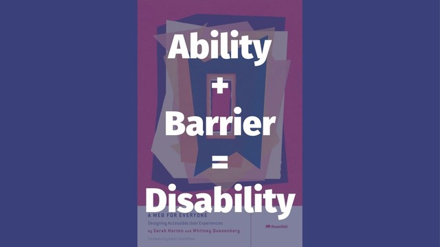 Ability
+
Barrier
=
Disability
