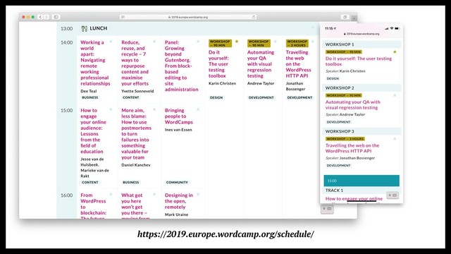 https://2019.europe.wordcamp.org/schedule/
