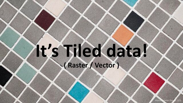 It’s Tiled data!
1IPUP%NJUSJ1PQPW$$
( Raster / Vector )

