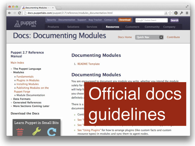 Ofﬁcial docs
guidelines

