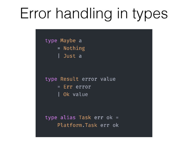 Error handling in types
