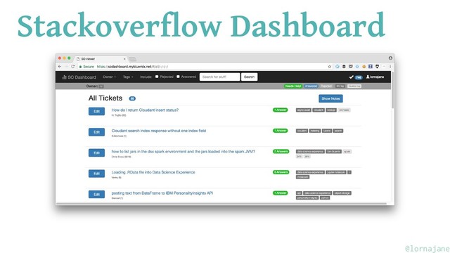 Stackoverflow Dashboard
@lornajane
