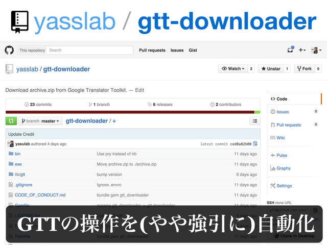 yasslab / gtt-downloader
GTTͷૢ࡞Λ(΍΍ڧҾʹ)ࣗಈԽ
