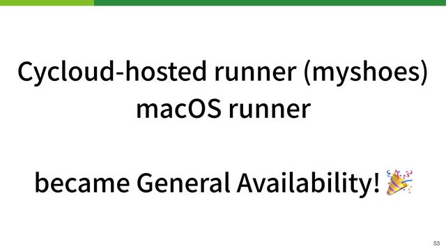 Cycloud-hosted runner (myshoes)


macOS runner


became General Availability! 🎉
53
