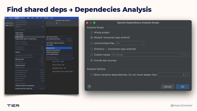 @marcoGomier
Find shared deps → Dependecies Analysis
