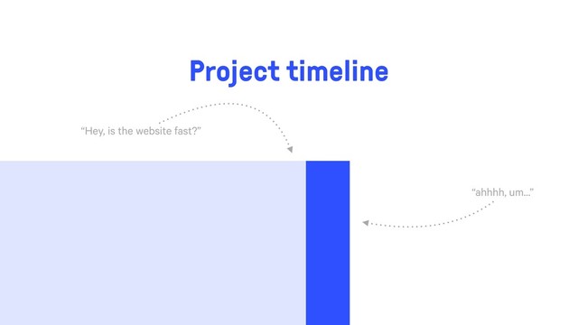 Project timeline
“Hey, is the website fast?”
“ahhhh, um…”

