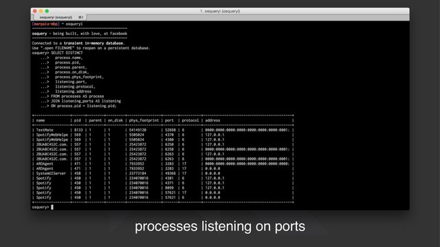 processes listening on ports

