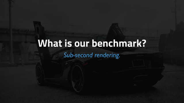 What is our benchmark?
Sub-second rendering.
