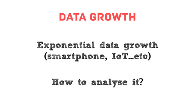 data growth
Exponential data growth
(smartphone, IoT...etc)
How to analyse it?
