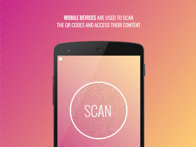 MOBILE DEVICES ARE USED TO SCAN
THE QR CODES AND ACCESS THEIR CONTENT
