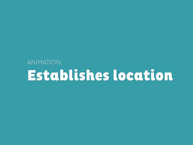 ANIMATION:
Establishes location
