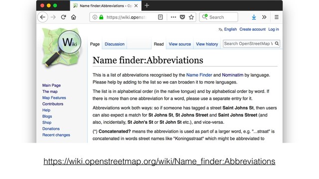 https://wiki.openstreetmap.org/wiki/Name_ﬁnder:Abbreviations
