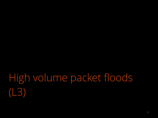 High volume packet ﬂoods
(L3)
12

