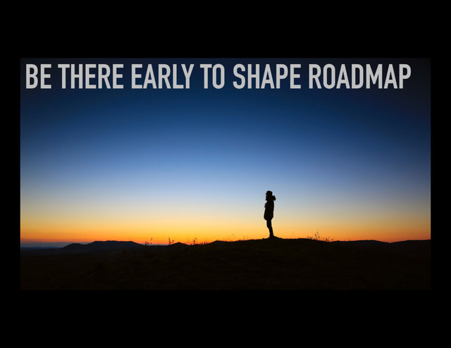 BE THERE EARLY TO SHAPE ROADMAP
